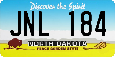 ND license plate JNL184