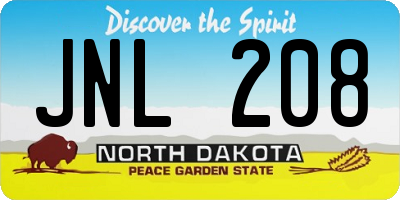 ND license plate JNL208