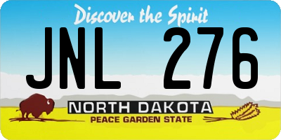 ND license plate JNL276