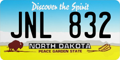 ND license plate JNL832