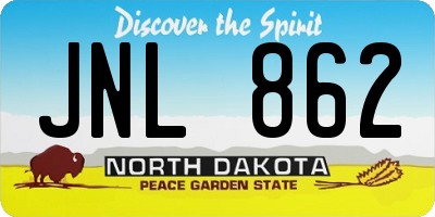 ND license plate JNL862