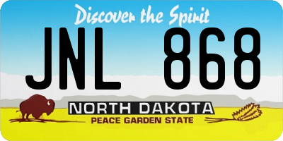 ND license plate JNL868