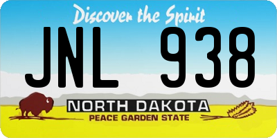 ND license plate JNL938
