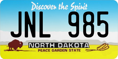 ND license plate JNL985