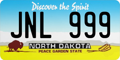 ND license plate JNL999
