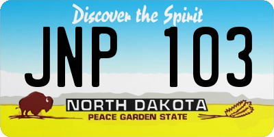 ND license plate JNP103