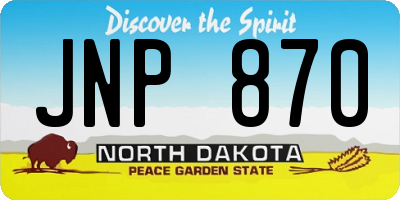 ND license plate JNP870