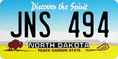 ND license plate JNS494