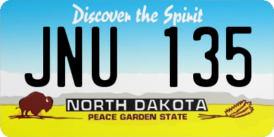 ND license plate JNU135