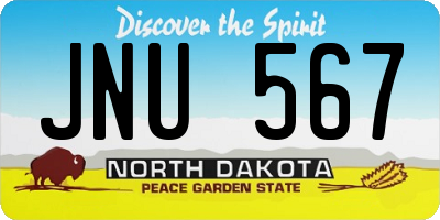 ND license plate JNU567