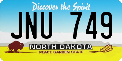 ND license plate JNU749