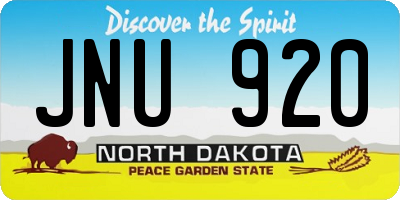 ND license plate JNU920