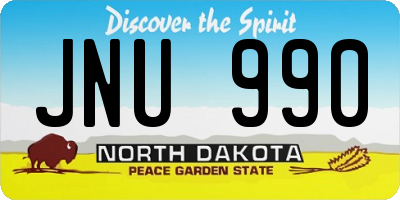 ND license plate JNU990