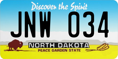 ND license plate JNW034