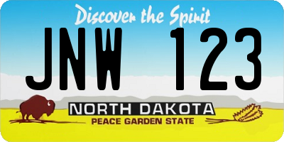 ND license plate JNW123