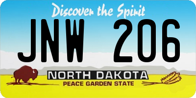ND license plate JNW206