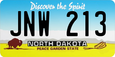 ND license plate JNW213