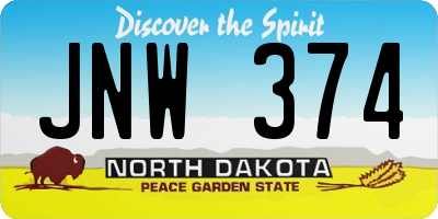 ND license plate JNW374