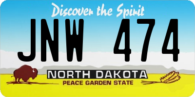 ND license plate JNW474