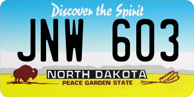ND license plate JNW603