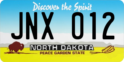 ND license plate JNX012