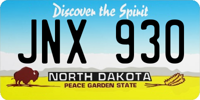 ND license plate JNX930
