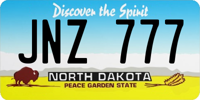 ND license plate JNZ777