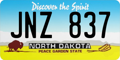 ND license plate JNZ837