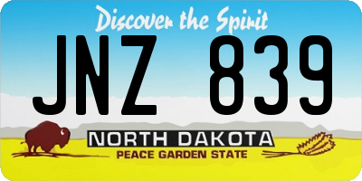 ND license plate JNZ839