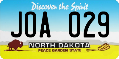 ND license plate JOA029