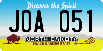 ND license plate JOA051