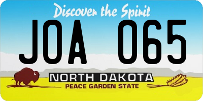 ND license plate JOA065