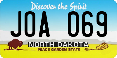 ND license plate JOA069