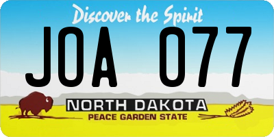 ND license plate JOA077