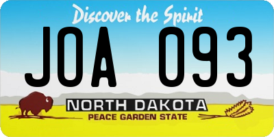 ND license plate JOA093