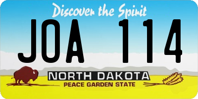 ND license plate JOA114