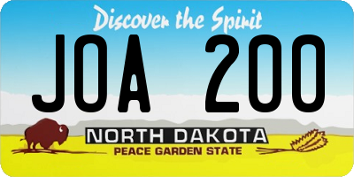 ND license plate JOA200