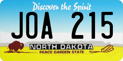 ND license plate JOA215