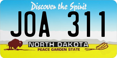 ND license plate JOA311