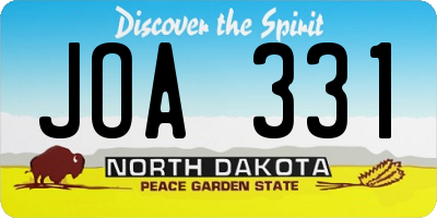 ND license plate JOA331