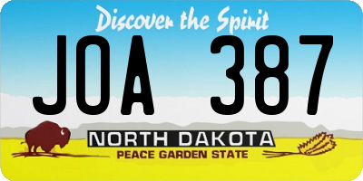 ND license plate JOA387