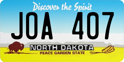 ND license plate JOA407