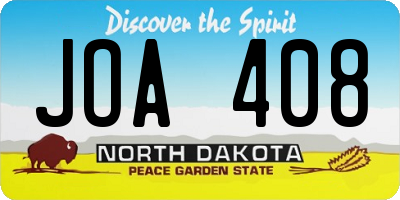 ND license plate JOA408