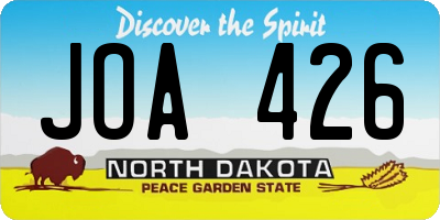 ND license plate JOA426