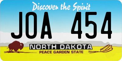 ND license plate JOA454