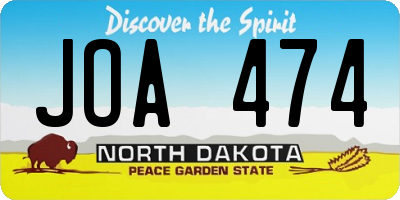 ND license plate JOA474
