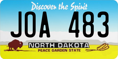 ND license plate JOA483