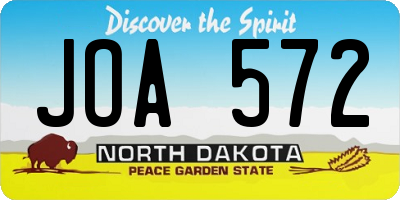 ND license plate JOA572