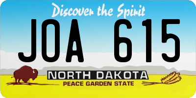 ND license plate JOA615