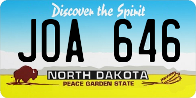 ND license plate JOA646
